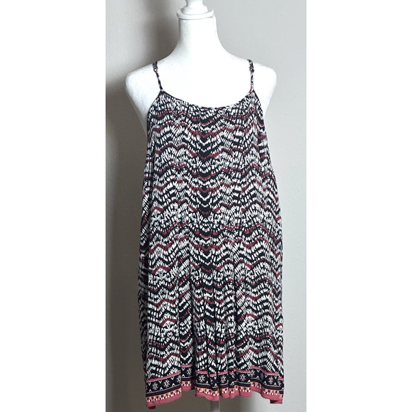Sanctuary‎ Women’s Black Burgundy & White Sundress Size L Summer Dress - Picture 2 of 16